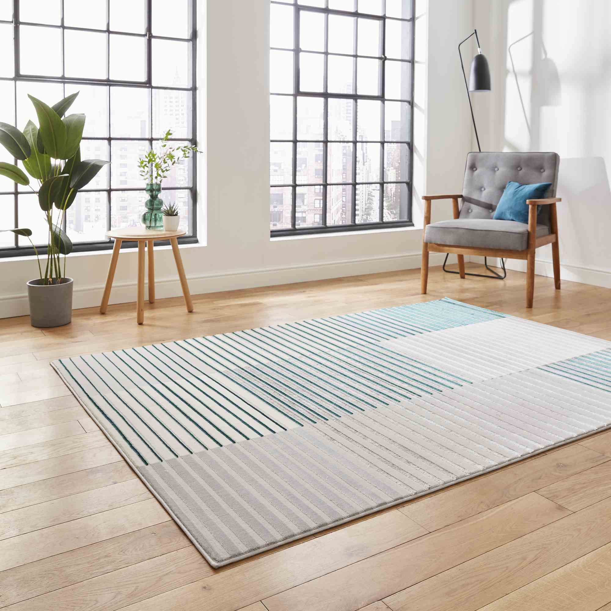 Apollo 2681 Modern Geometric Block Rugs In Grey Green